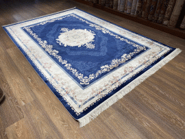 LACİVERT İPEKSİ BAMBU HALI 200 X 290 CM - Görsel 6